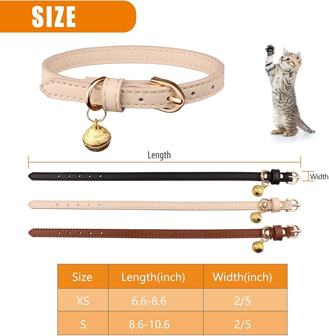 3 Pack Leather Cat Collars - Image 5