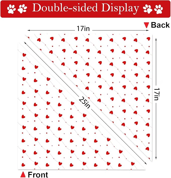 Valentines Dog Bandanas, Heart Red White Heart Dog Scarf, Mother's Day Dog - Image 5