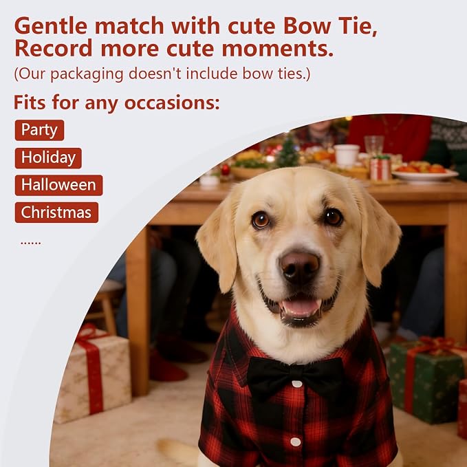Koneseve Dog Plaid Shirt, Pet Clothes T-Shirt Sweater Matching Breathable - Image 5