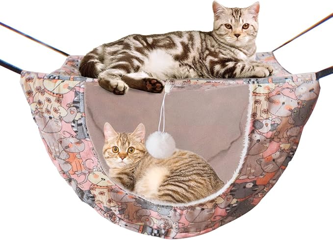 JSPYFITS Cat Cage Hammock, Double Layer Hanging Adjustable Soft Pet Bed Suitable by JSPYFITS