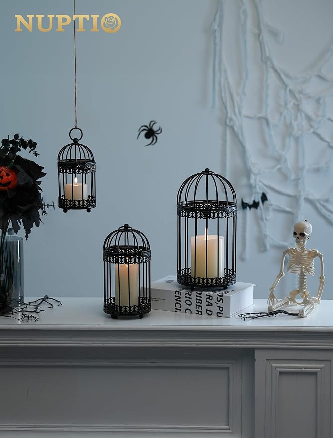 NUPTIO Black Decorative Bird Cage: Birdcage Hanging Lantern - Image 5