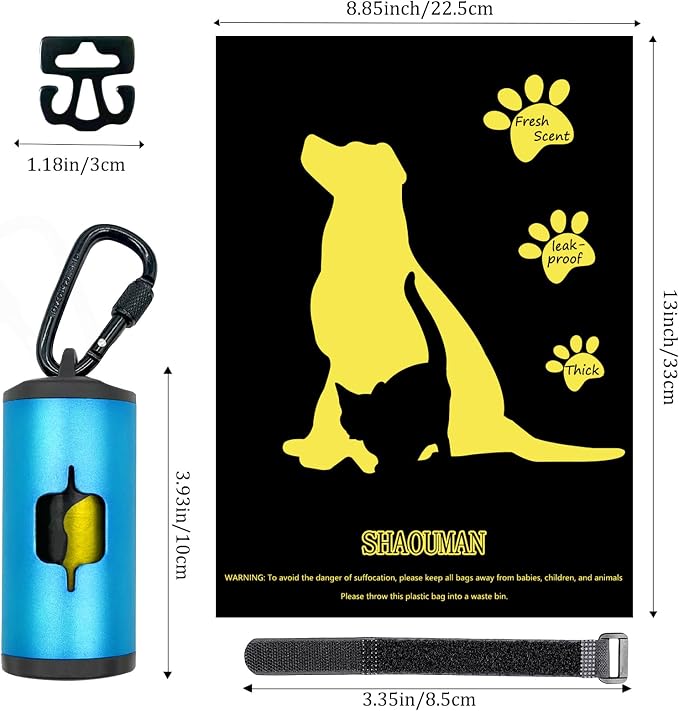 Metal Dog Poop Bag Holder 2-Pack w/Leash Clip|Durable Scratch-Resistant - Image 4