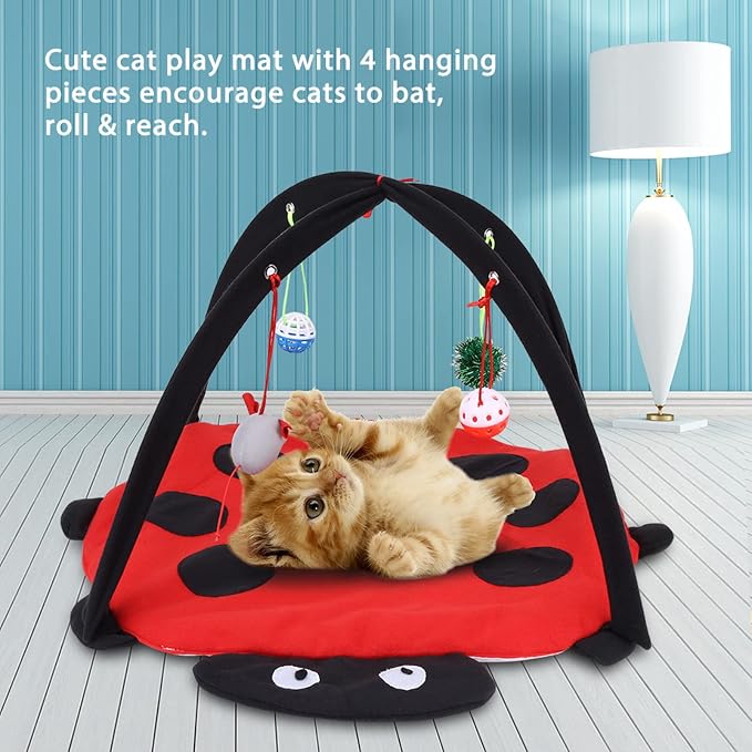 Foldable Cat Activity Play Mat Tent, Cat Activity Center Pet Kitten Cushion Bed - Image 4