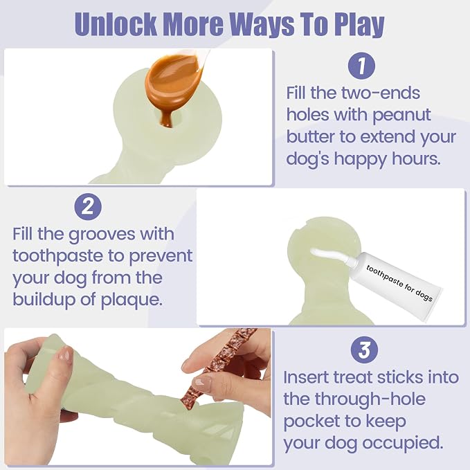 Glow in The Dark Dog Chew Toy, Rubber Dog Toys to Keep Them Busy, Interactive - Image 8