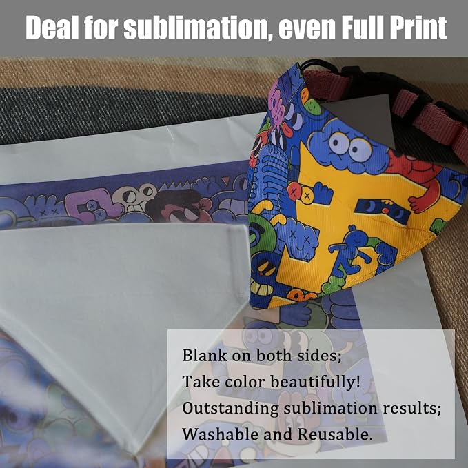 8 Packs Sublimation Blank Dog Bandana Over Collar, Pet Collar Sip-On Bandana - Image 5