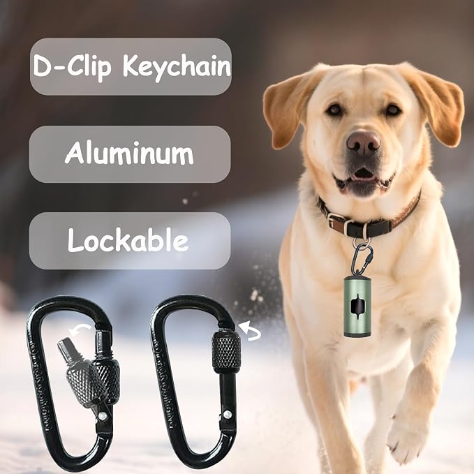 Metal Dog Poop Bag Holder 2-Pack w/Leash Clip|Durable Scratch-Resistant - Image 3