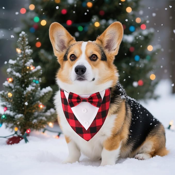 ADOGGYGO Christmas Dog Tuxedo Bandana, Adjustable Christmas Costumes - Image 3
