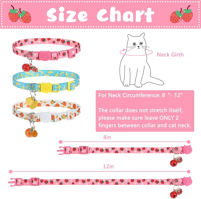 Breakaway Cat Collars with Bell & Cute Pendants, 3 Pack Safety Buckle Kitten - Image 5