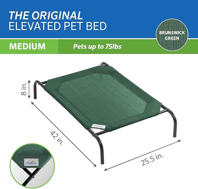 Coolaroo The Original Cooling Elevated Pet Bed, Brunswick Green - Image 4