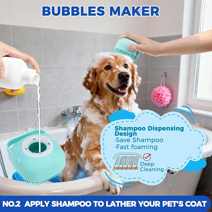 PAWCHIE Bath Grooming Kit for Pets, Washing Gloves, Bath Brush and Adjustable - Image 3