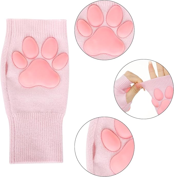 Nydotd Cat Paw Pad Mittens Gloves Kawaii Pink 3D Claw Fingerless Cute Cat - Image 3
