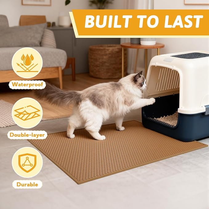 Pieviev Cat Litter Mat Double Layer Waterproof Urine Proof Trapping Mat 1 Pack - Image 7