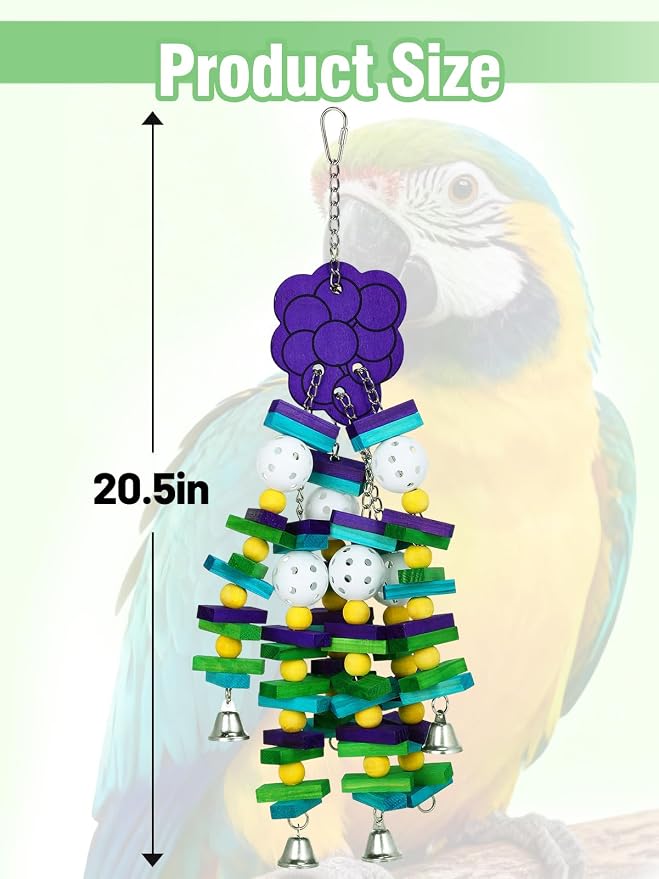 Large Bird Parrot Toys with Bells- Parrots Cage Chewing Toy Gift with Colorful - Image 7