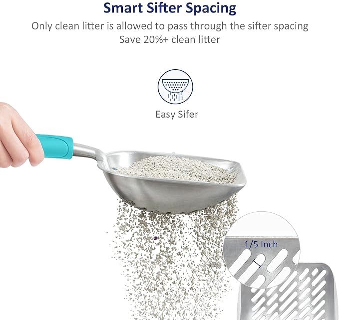 WePet Cat Litter Scoop, Aluminum Alloy Sifter, Kitty Metal Scooper, Deep Shovel - Image 2