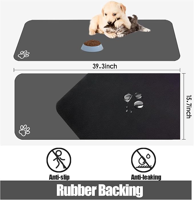 Large Pet Feeding Mat, 15.7" x 39.3" Bohemia Absorbent Quick Dry Dog Mat - Image 3