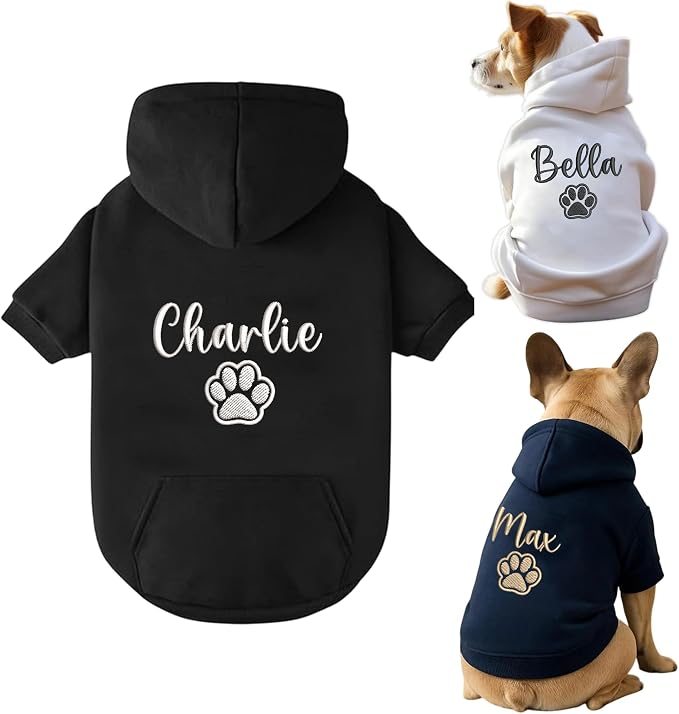 Noni Personalized Name Dog Hoodie, Embroidered Puppy Sweater by Noni