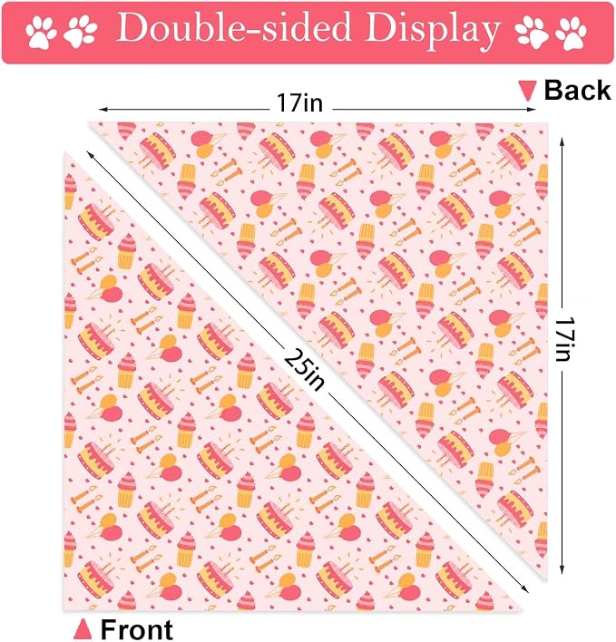 Birthday Dog Bandanas, Double Side Reversible Large Pet Bandanas, Adjustable - Image 4