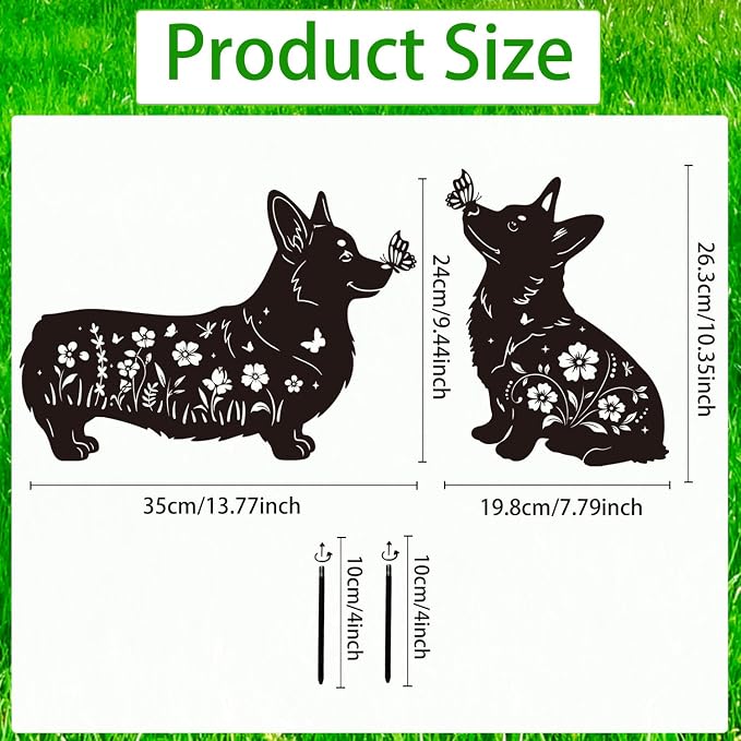 Corgi Metal Garden Stakes Yard Decor, Lawn Ornaments, Dachshund Outdoor - Image 2