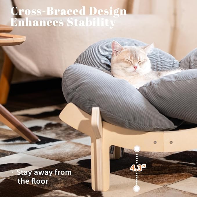 CHEERHOME PETS Elevated Cat Bed Wooden - Image 2