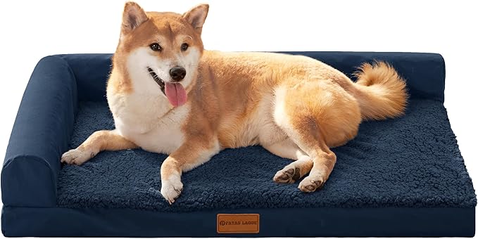 Patas Lague Orthopedic Dog Bed Medium Size Dog 30''X20'', Waterproof L Bolster by PatasLague