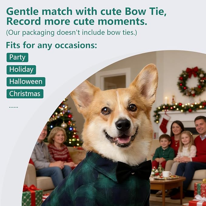 Koneseve Dog Shirt, Pet Plaid Clothes T-Shirt Sweater Matching Breathable - Image 6