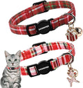 2 Pack Christmas Plaid Cat Collars Breakaway by DOGWONG