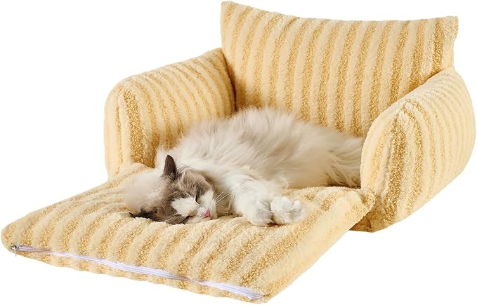 Hollypet Cat Bed Fluffy Plush Mutifuctional Double-Layer Soft Pet Couch - Image 2