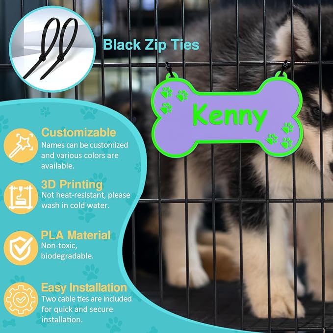 Personalized Dog Crate Sign Custom Dog Kennel Accessories Name Plate Doghouse - Image 3