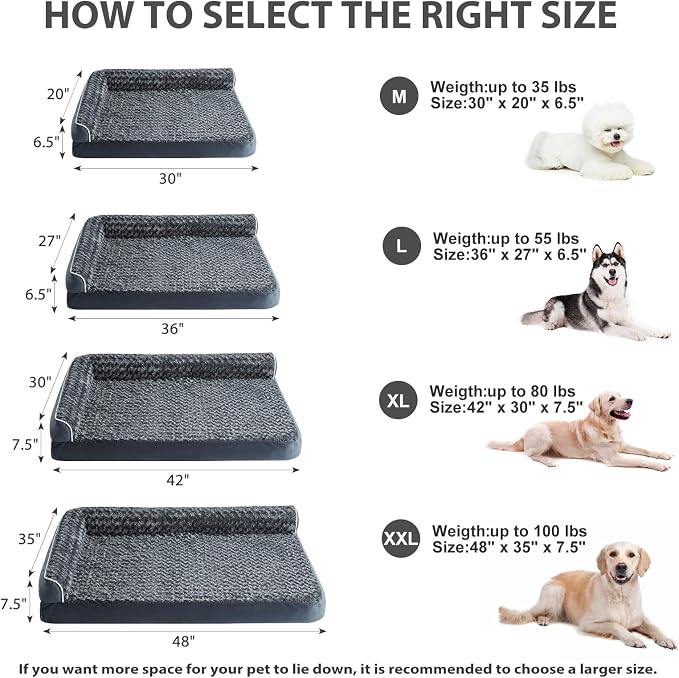BFPETHOME Extra Large Orthopedic Dog Bed, L-Shaped Pet Bed - Image 5