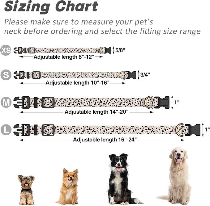 Reflective Dog Collar for Small Dogs, Cute Leopard Style Adjustable Heavy-Duty - Image 7
