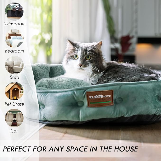ClevaHome Upgrade Plush Faux Fur Cat Bed - Image 7