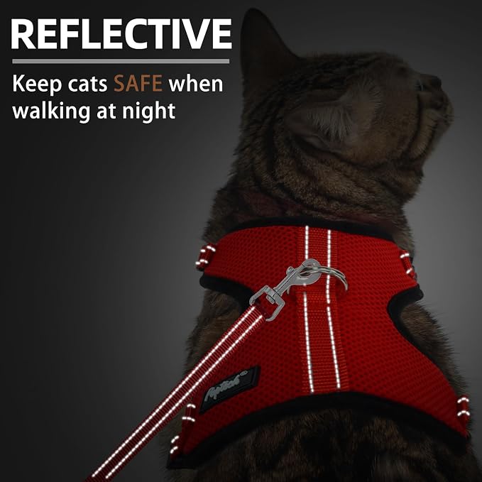 PUPTECK Cat Harness and Leash Set Escape Proof, Reflective Adjustable Soft Mesh - Image 5