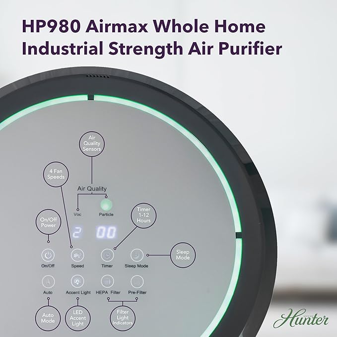 Hunter HP980 Air Purifiers for Home Large Room and Bedroom. Industrial Strength - Image 8