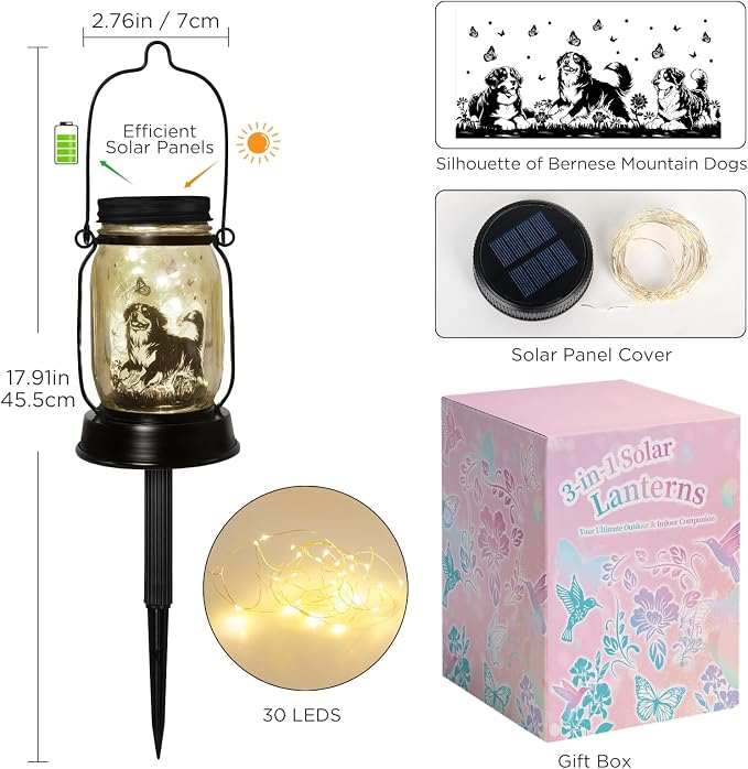 Bernese Mountain Dog Gifts for Women/Men Bernese Mountain Solar Lanterns - Image 7