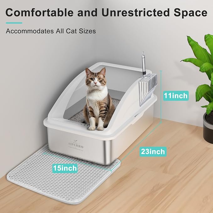 Stainless Steel Litter Box | XL Enclosed Cat Litter Boxes - Image 4