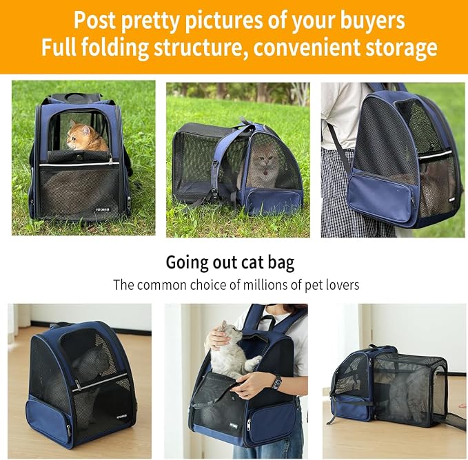 Cat Backpack，Expandable Cat Carrier Backpack, Dog Backpack Carrier and Pet - Image 7