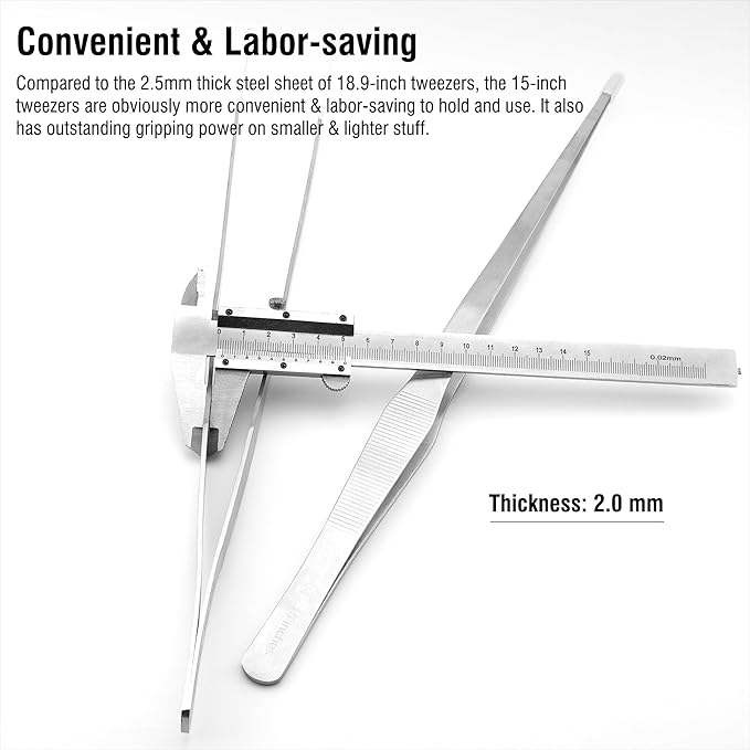 2Pcs 15 inch Extra Long Rustproof Tweezers - Image 3