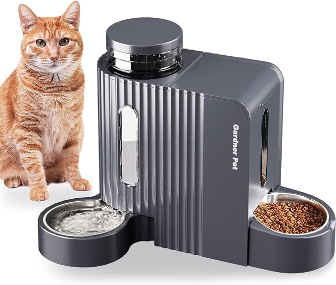 Gardner Pet Automatic Gravity Cat Food Feeder and Water Dispenser Stainless by GardnerPet