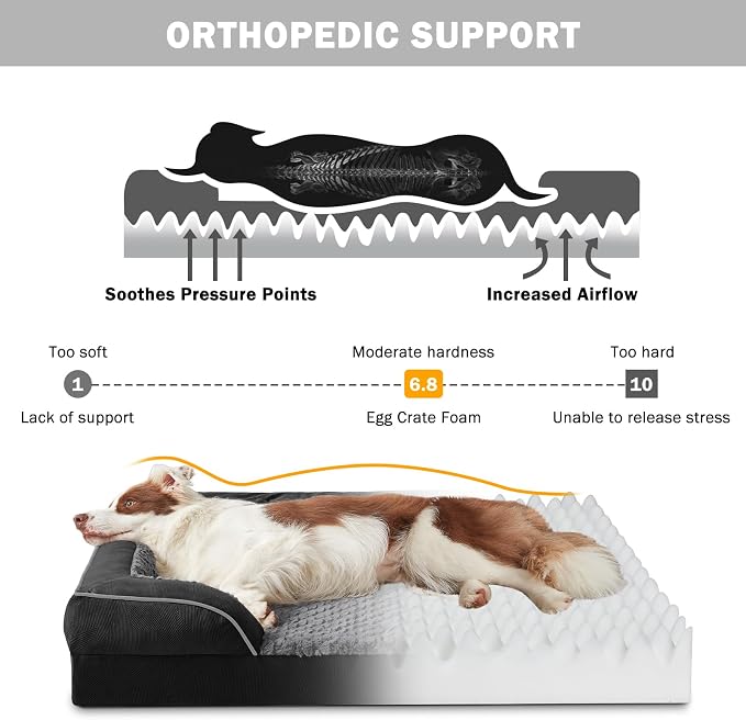 INVENHO Orthopedic Dog Bed for Large Dogs, Washable Waterproof, Egg-Crate Foam - Image 2