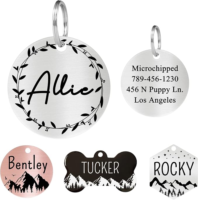 Ultra Joys Stainless Steel Pet ID Tag Dog Name Tags Personalized Front and Back by UltraJoys
