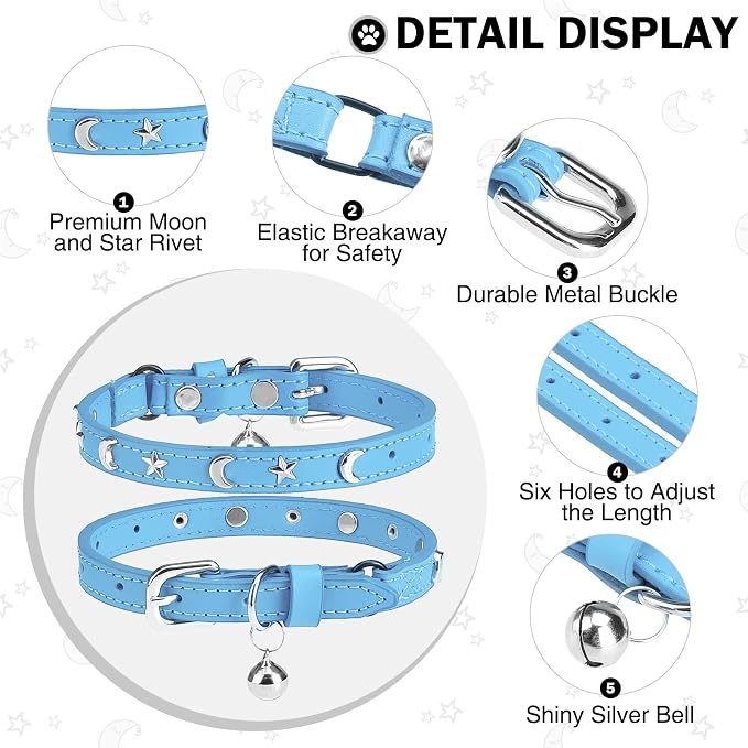 Leather Cat Collars for Boy Girl Cats - Image 2