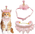 Birthday Hat Scarf Set for Pet Puppy Cat, Cute Lace Bandana Bib Scarf Crown Hat by RUKUHOT