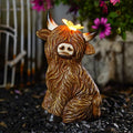Solar Garden Statue Highland Cow Figurine – Outdoor Decoration by Fashionoda