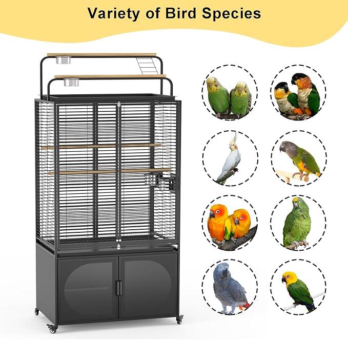 GDLF 72-Inch Bird Cage with Play Top, Parakeet Cage with Rolling Storage - Image 6
