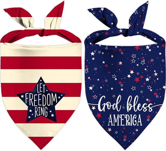4th of July Dog Bandanas, Patriotic Party Pet Decorations 2 Pack, Adjustable by Unknown