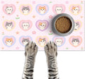 Cat Feedings Mats 20x12 inch Pink Heart Kitten Print Pet Bowl Placemat Non Slip by HOMETITUTE