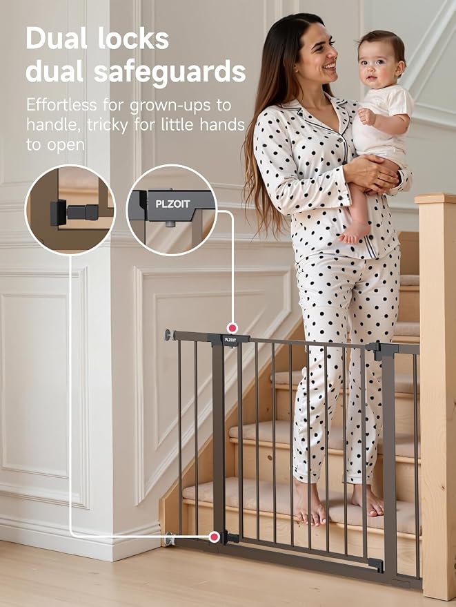 29.5-40.5" Baby Gate for Stairs, Dog Gate for Doorways, Walk Thru Auto Close - Image 2