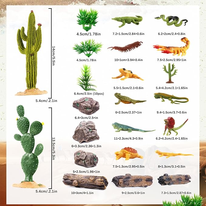 32Pcs Desert Reptiles Animals Figures Toys School Projects Diorama Kit Lizard - Image 3