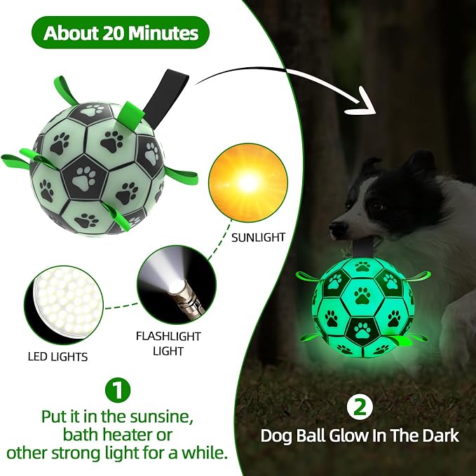 QDAN Glow in The Dark Dog Toys Soccer Ball - Image 3