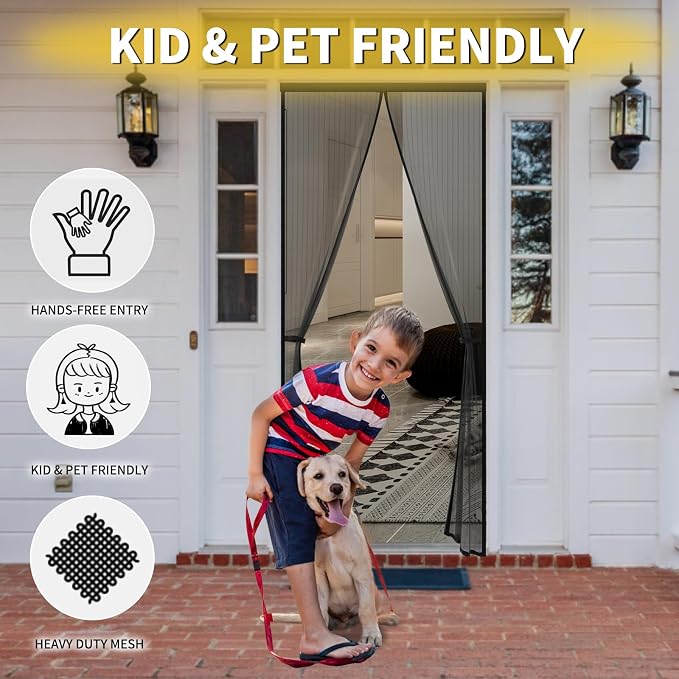 Magnetic Screen Door for 48 x 96 Inch French Door, Screen Itself Size: 50" x 97" - Image 4